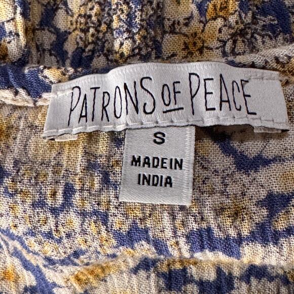 Patrons of Peace Small Tank Top Sleeveless Floral Keyhole Embroidered Ruffled - Picture 6 of 8